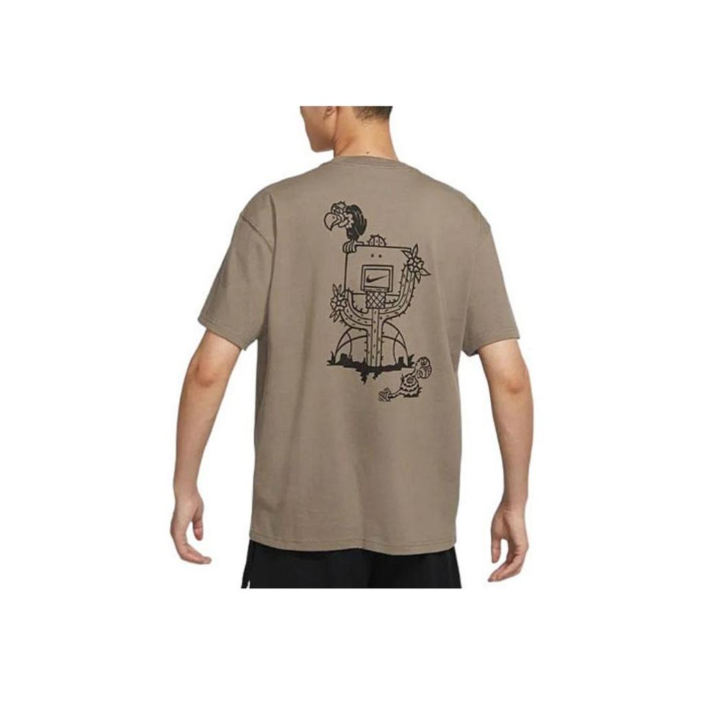 Nike Футболка с коротким рукавом и круглым вырезом с мультяшным принтом, мужские топы, оливково-серый DR8915-040