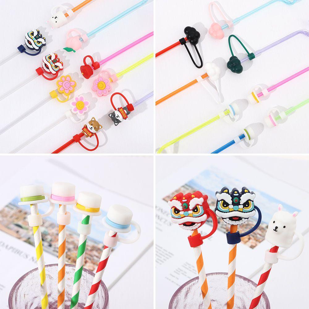 Sealing Lids Drinkware Accessories Cartoon Straws Plugs Silicone Dust-Proof Cap Pipette Tip Cover