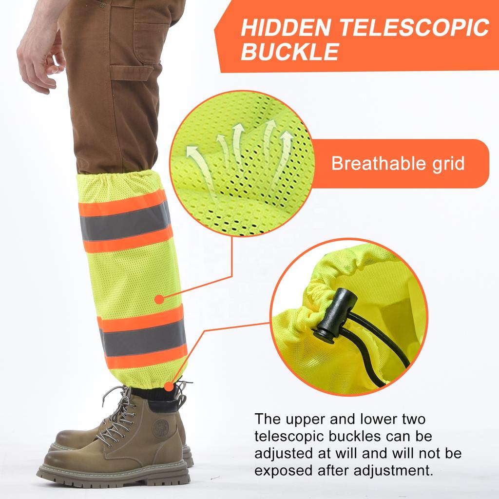 Waterproof Breathable Mesh Reflective Leg Gaiters High Visibility Tape Outdoor Safety Night Running Construction Work