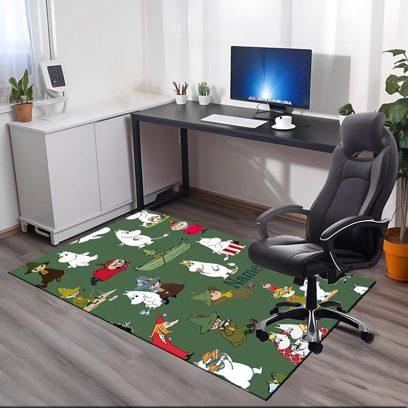 Custom Name Moomin Printed Carpet Rug For Office Chair Living Room Bedroom Kitchen Room Decor Gifts