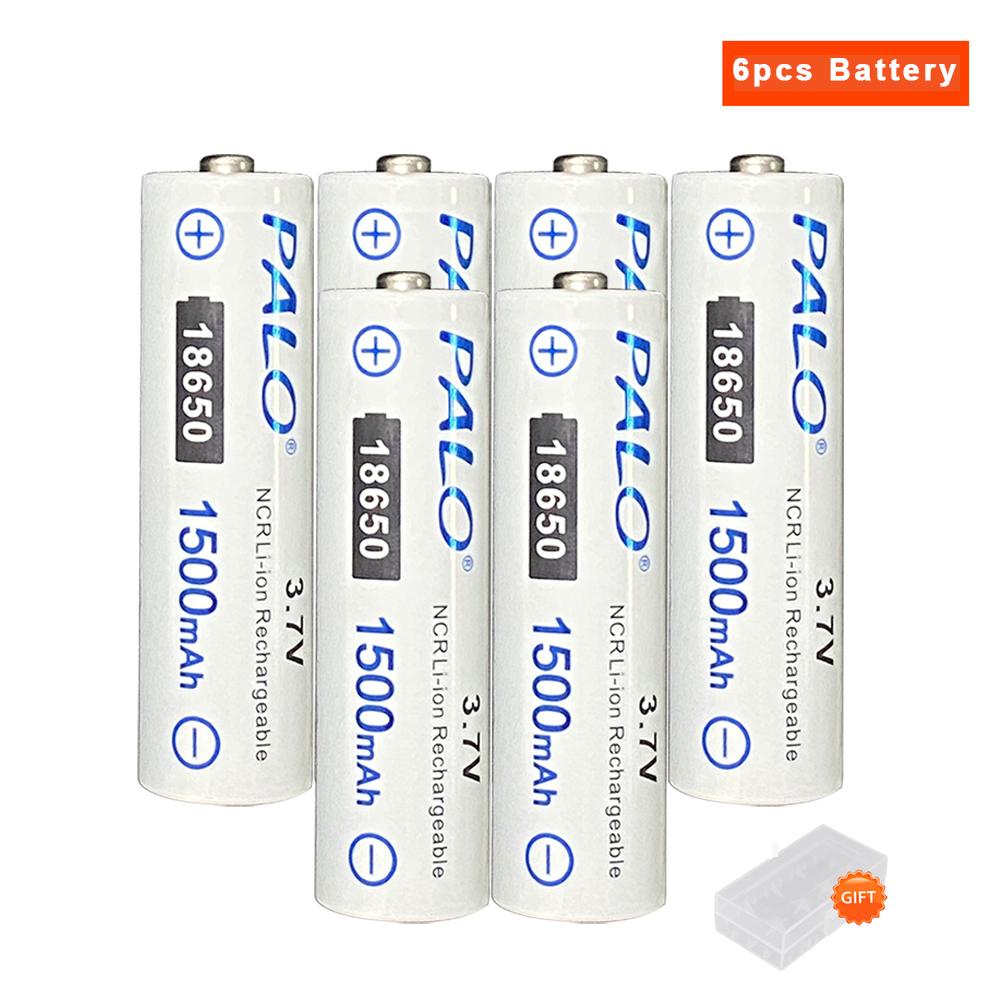 PALO 4-12 шт. 3,7 В 1500 мАч 18650 литий-ионный аккумулятор 18650 литиевая аккумуляторная батарея с заостренной головкой для фонарика