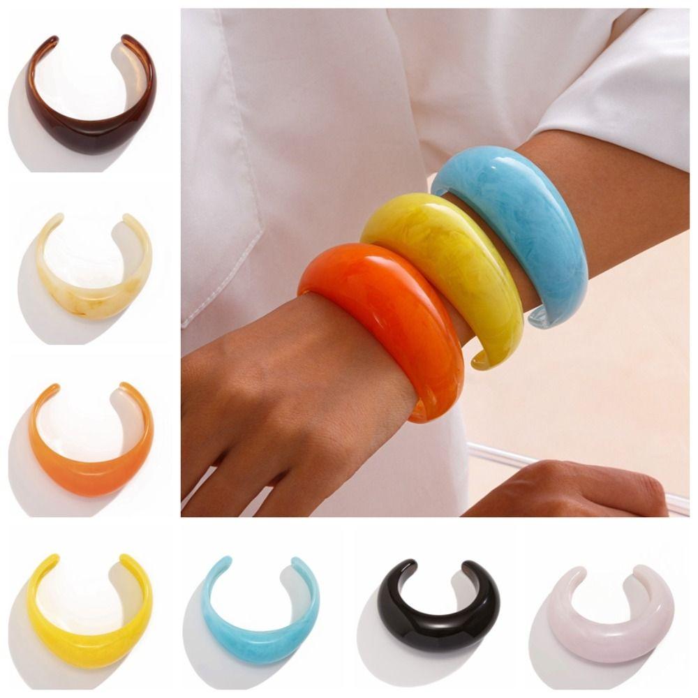 Богемный нерегулярный широкий браслет блестящее ретро-кольцо на руку простое акриловое украшение на открытый браслет