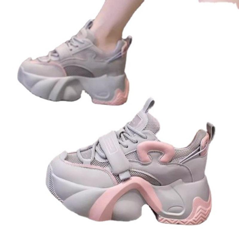 European and American Dad Shoes Women's 2024 New Mesh Breathable Thick Sole Versatile Elevated Vulcanized Women's Shoes Platform