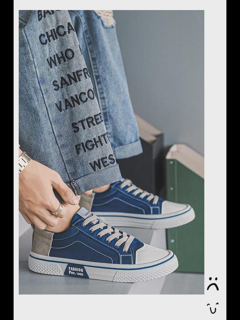 Men's Large Breathable Skateboard Canvas Shoes - Soft Sole, Casual, Versatile, Trendy Fashion