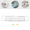201 Stainless Steel 68-90CM Expandable Bathtub Tray,Silver+White Marble Rectangular Bathtub Tray,Bathtub Mount for Home