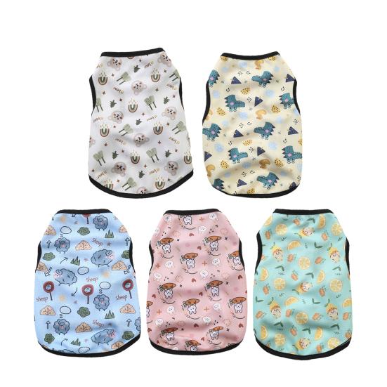 Жилет для домашних животных с круглым вырезом без рукавов, свободные удобные мягкие летние рубашки с принтом для домашних животных, овцы, кошки, собаки
