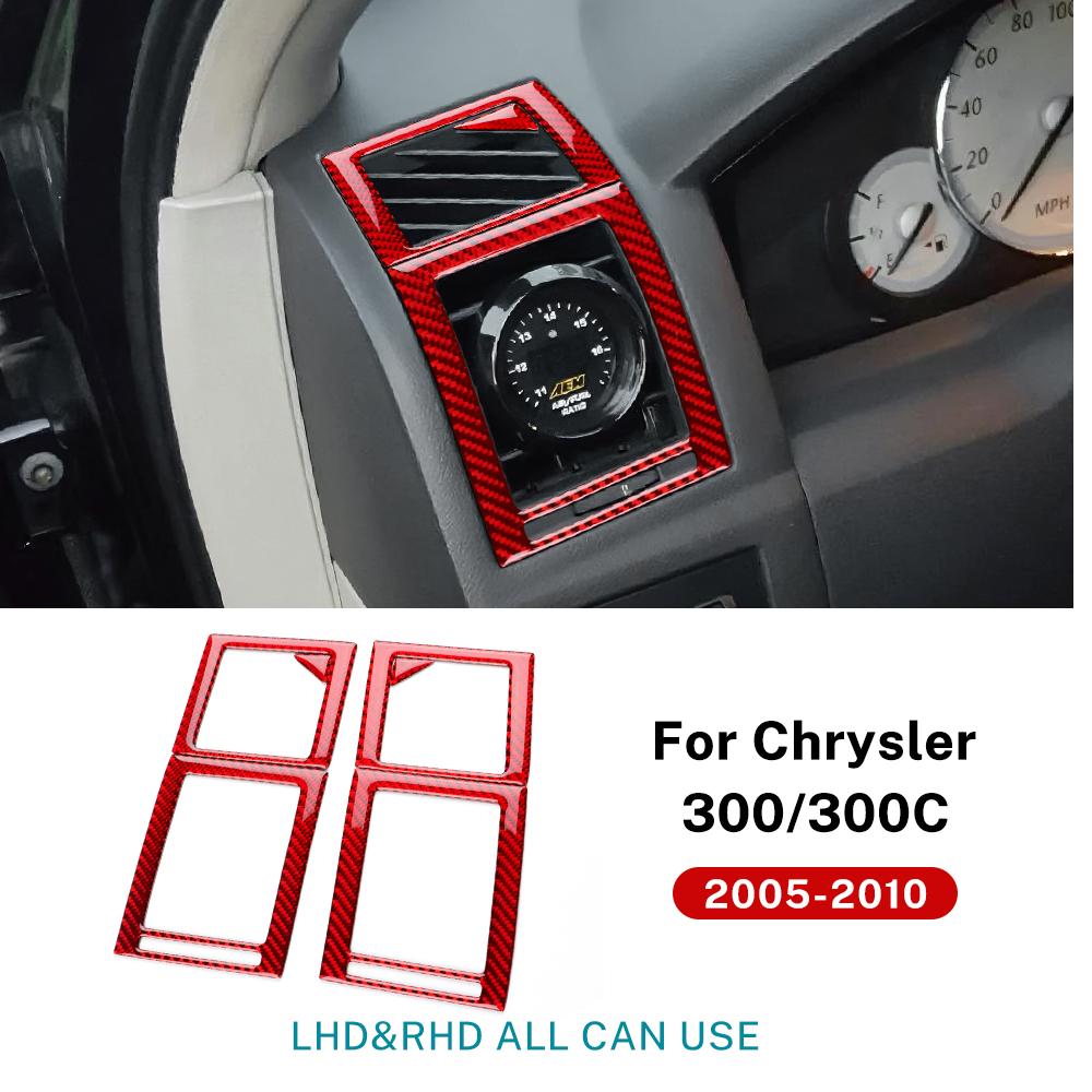 Real Soft Carbon Fiber Sticker For Chrysler 300 300C 2005 2006 2007 2008 2009 2010 Car Air Outlet Vent Interior Accessories.