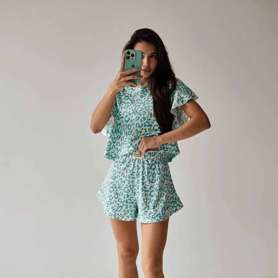 [Customized] Summer new European and American women's pajamas printed irregular printed casual loungewear set