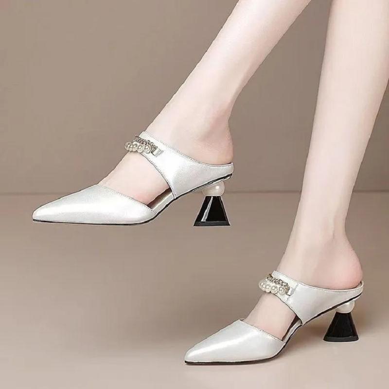 Женские милые туфли-слипоны на квадратном каблуке, легкие, с острым носом, для весны и лета, женские крутые, сексуальные, для вечеринок, клубов, сандалии ab603