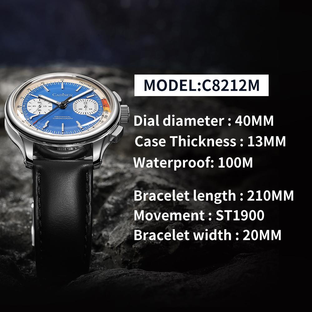 Cadisen 8212 Новые роскошные мужские часы высшего бренда с коробкой, механический хронограф, автоматические мужские механические часы
