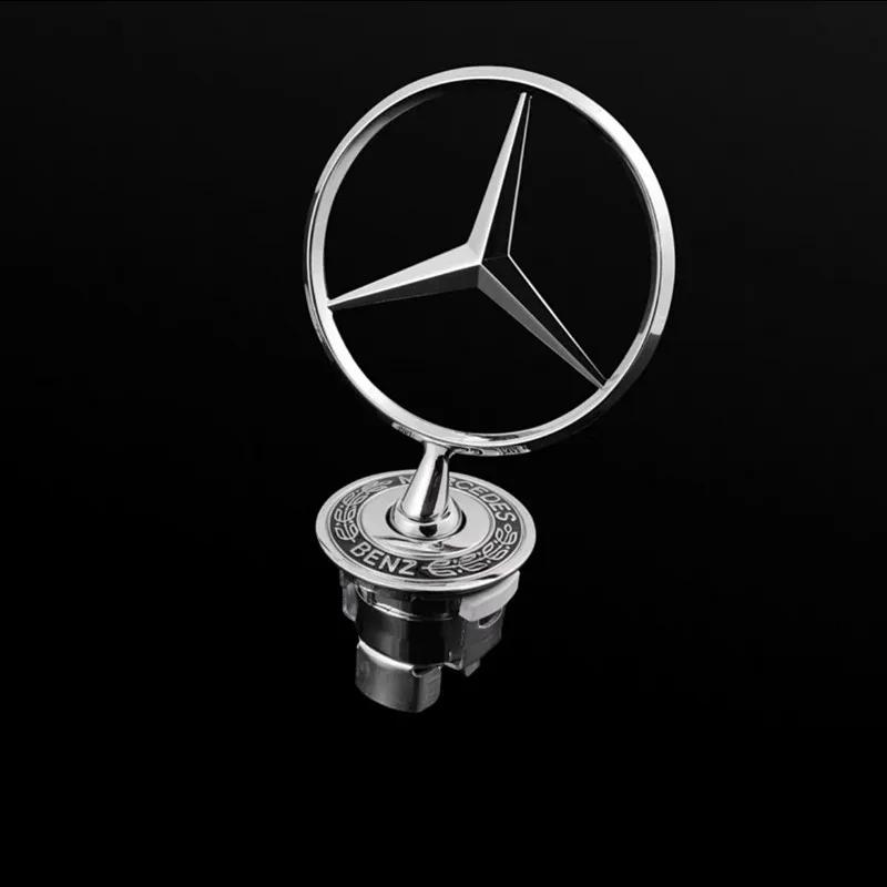 2025 Hot For Benz 1pcs 44mm 3D Metal Blue Chrome Star Bonnet Hood Logo Emblem Badge for Mercedes Benz W202 W203 W204 W208 W210 W