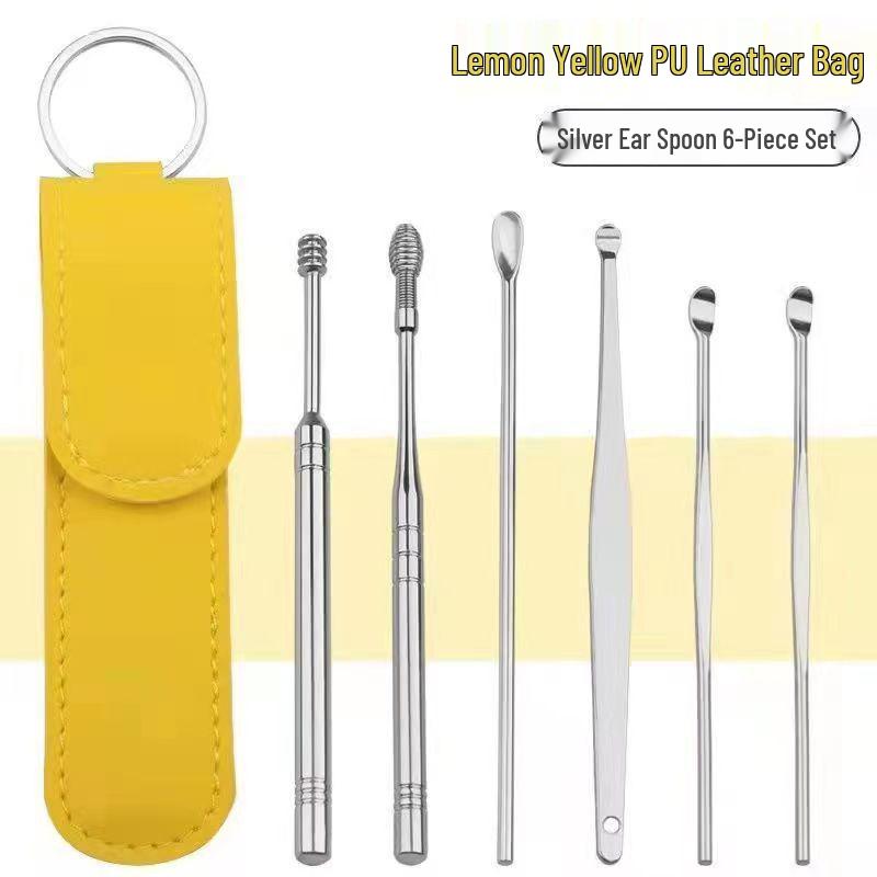 Набор из 6 предметов для чистки ушей из нержавеющей стали для взрослых и детей