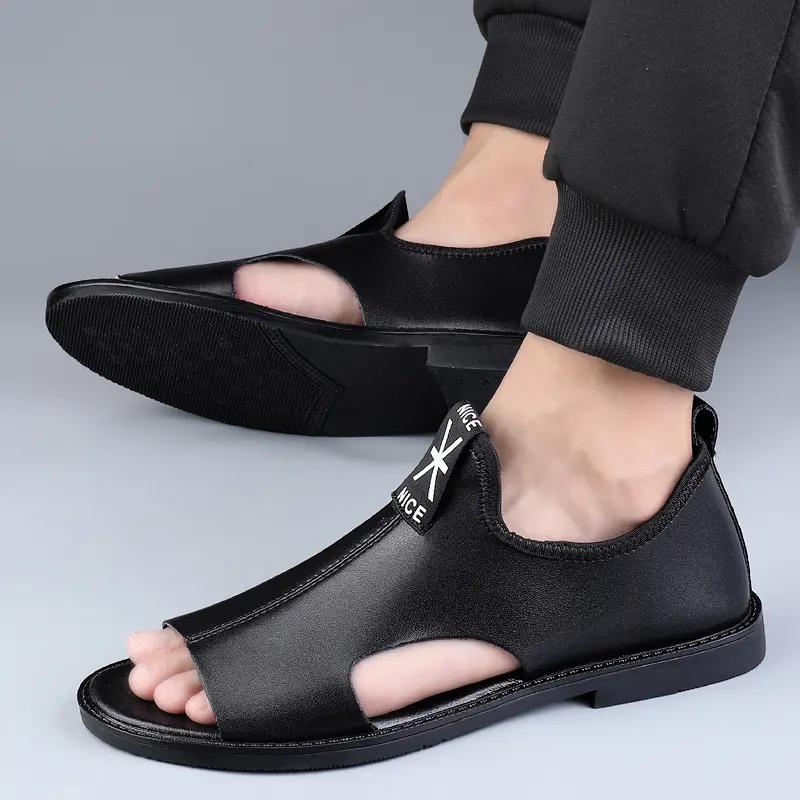 Мужская черная обувь Сандалии Кожаная обувь для спорта и отдыха для мужчин Новая обувь 37-45