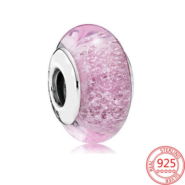 Подвеска из стерлингового серебра 925 пробы, романтическая розовая любовь, фиолетовый камень, подходящий для модного браслета для женщин, изготовление ювелирных изделий своими руками