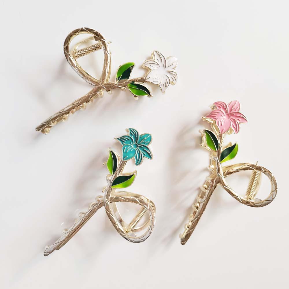 Новые женские металлические коготь для волос, элегантные заколки для волос с золотыми цветами, заколка-краб, повязка на голову, зажим для хвоста, головные уборы, аксессуары для волос, тиара