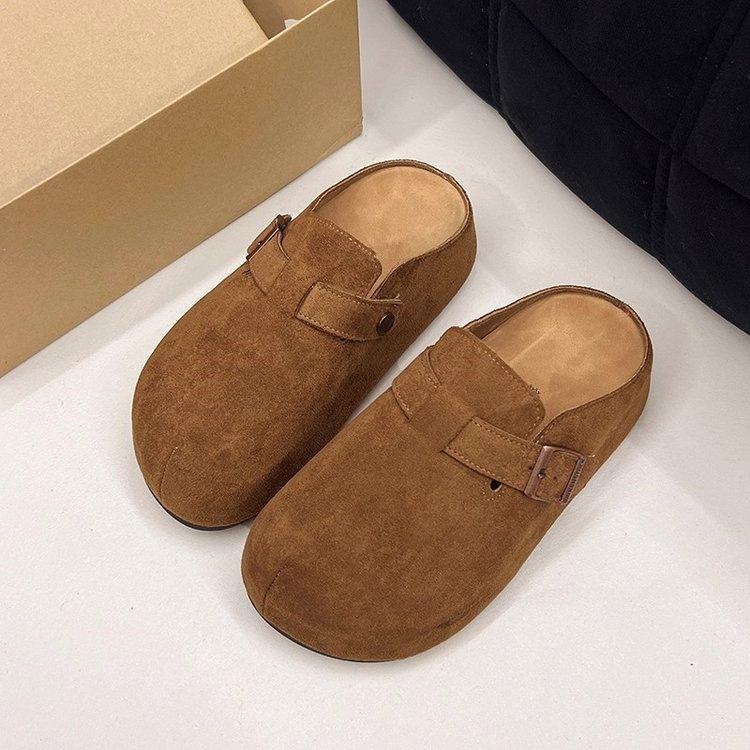 Birkenstocks на толстой подошве, новые весенние ретро ленивые внутренние подъемные багет и полутапочки