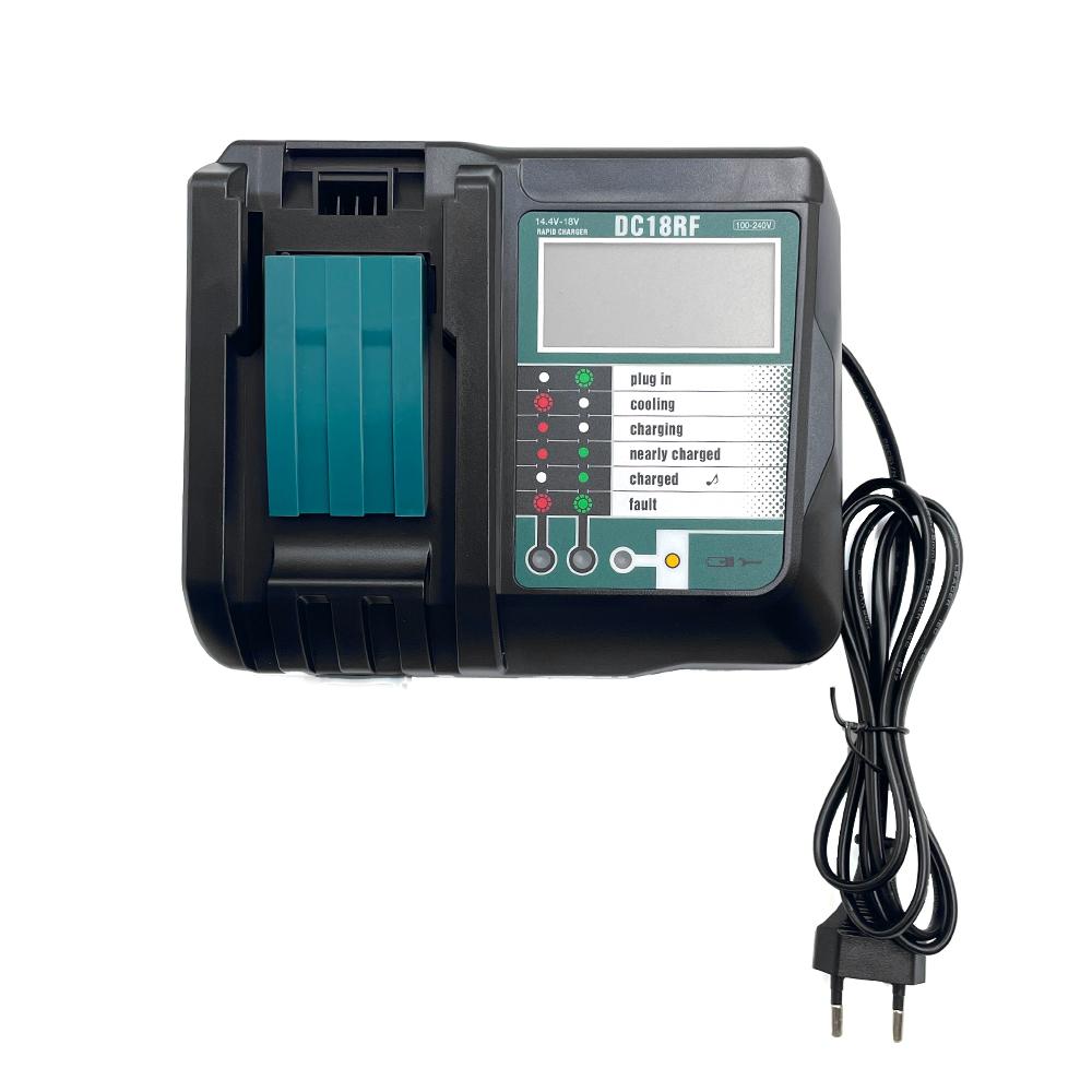 DC18RF Li-ion Супербыстрое зарядное устройство для литиевых аккумуляторов Makita 14.4V-18V BL1860B,BL1830,,BL1415,BL1440 со светодиодным экраном, USB-портом