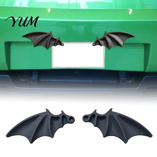 Weather Resistant Car Accessories 1 Pair Bat Wing License Plate Decoration, Gothic Black Decor for Vehicle Front Rear Plates, Truck SUV Exterior