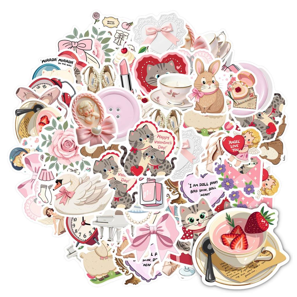 35pcs-50pcs Fantasy Ballerina Stickers Vintage Cute Animals Stationery Stickers Stickers For DIY Phone Guitar Laptop
