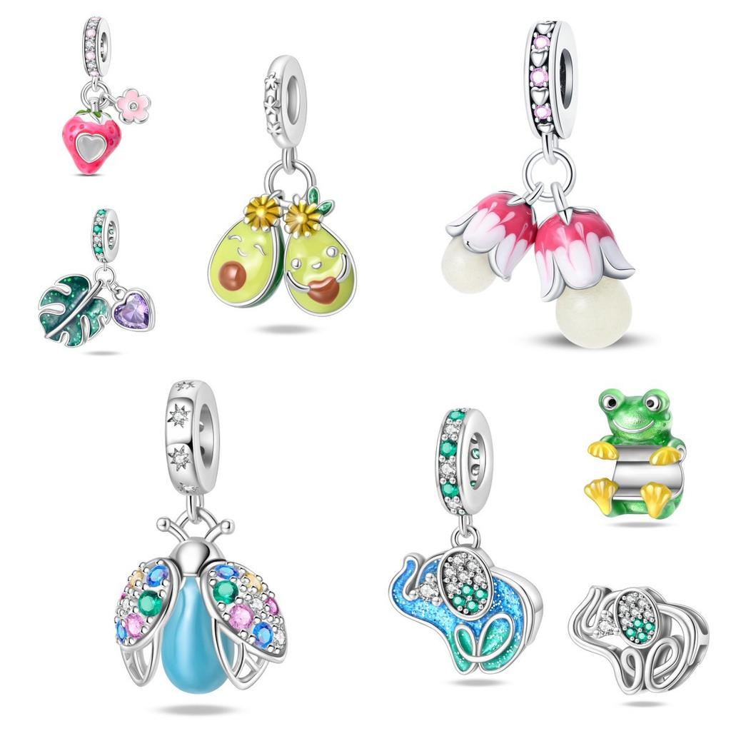 S925 Silver DIY Bracelet Accessories 925 Silver Firefly Lily Of The Valley Glow In The Dark Pendant Bead String Style Jewelry