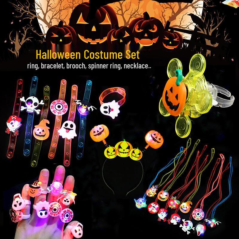 Halloween Light-Up Pumpkin Ghost Ring: Kids' Toy & Gift, Kindergarten Activity Decoration, Student Reward