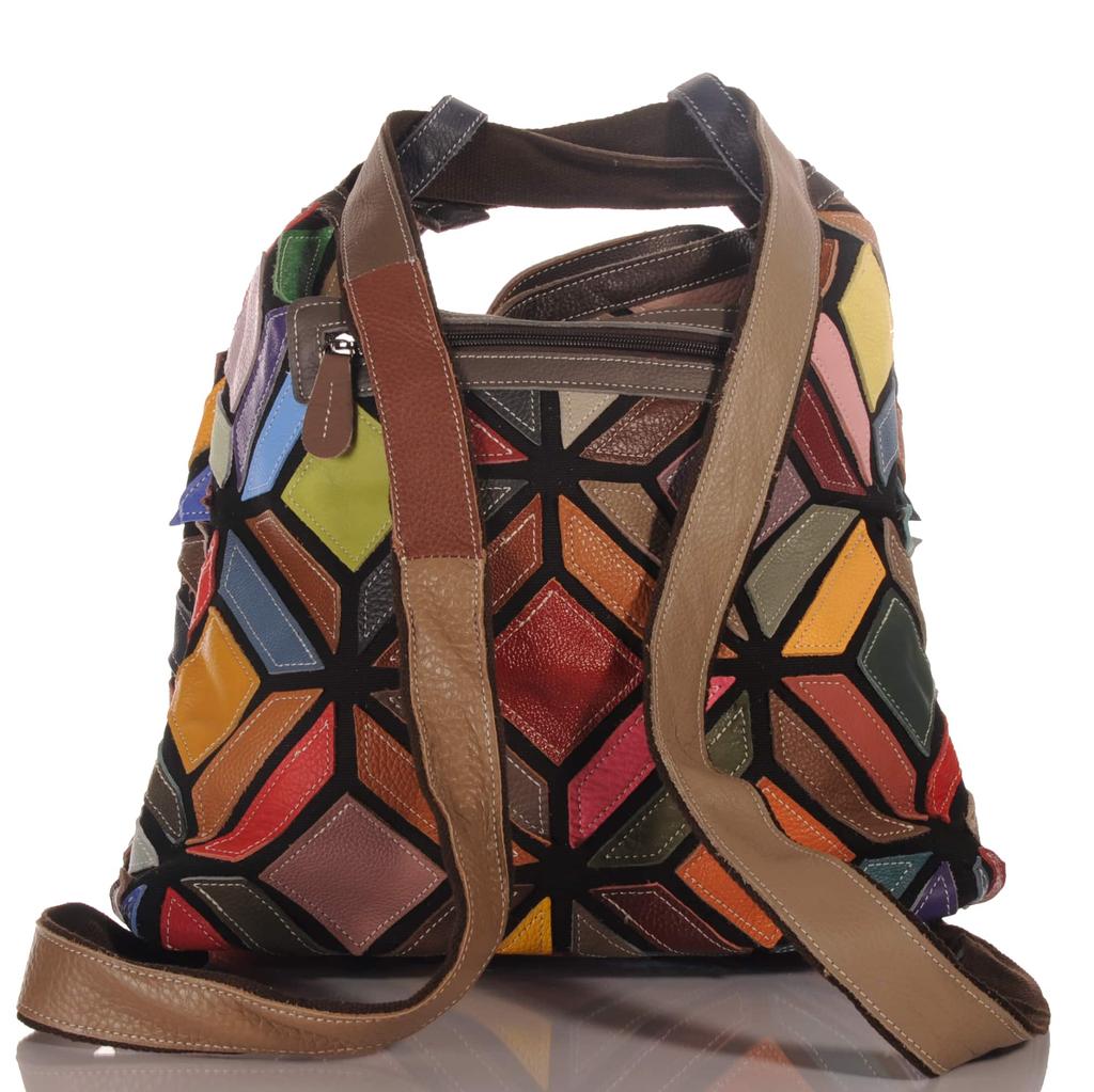Women's Leather Shoulder Bag – Patchwork Design