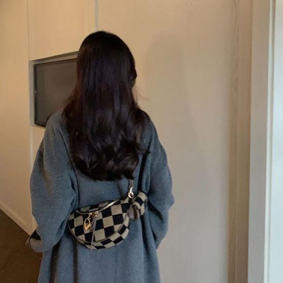 Женская поясная сумка с регулируемыми ремнями, клетчатый принт, двухсторонняя застежка-молния, через плечо