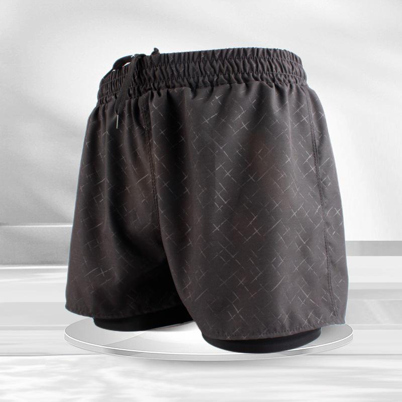 Men's Anti-Embarrassment Quick-Dry Double-Layer Boxer Swim Trunks for Beach, Swimming, and Hot Springs