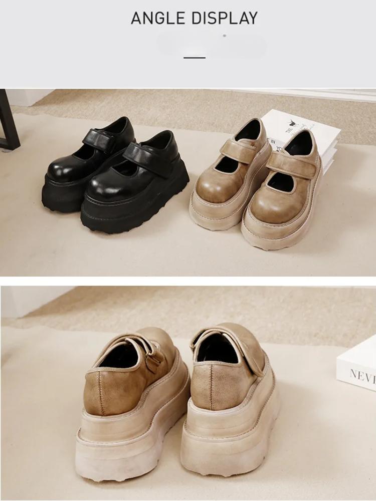 Johnature Туфли из натуральной кожи на толстой подошве 7 см, винтажные универсальные женские туфли на плоской платформе