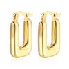 French Style Light Luxury High-end Titanium Steel Hollow Earrings, Women's 18K Gold Stainless Steel Rectangular Earrings