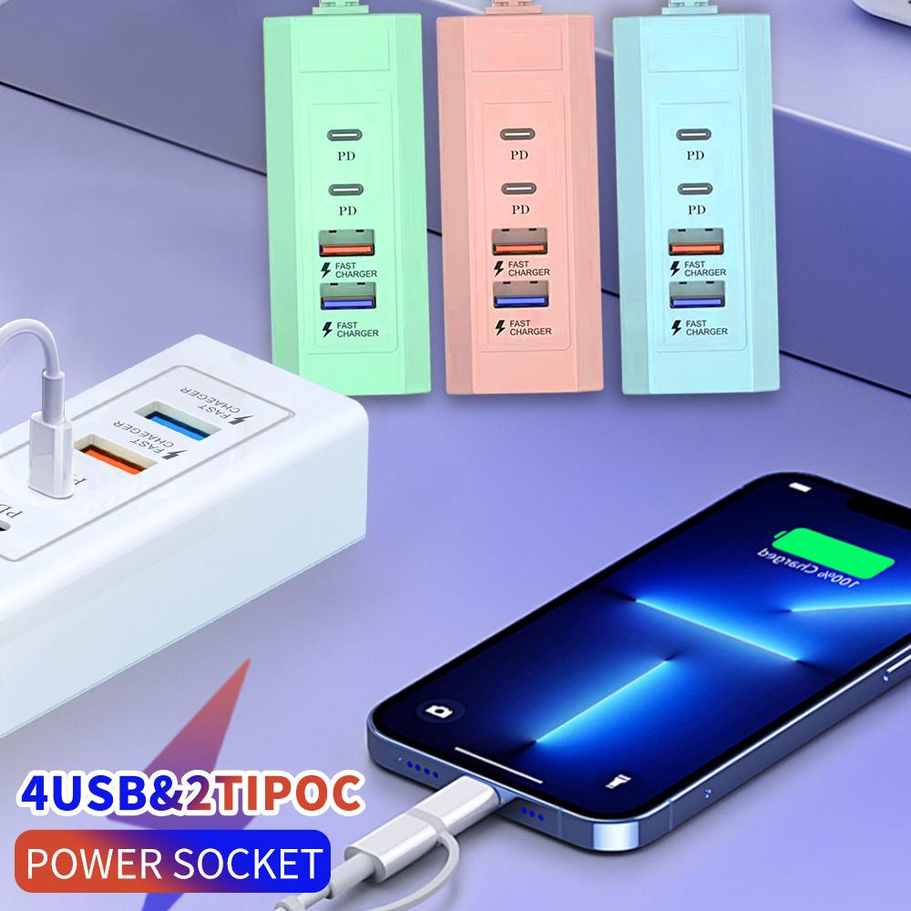 Быстрая зарядка PD с 4 портами USB-вилка Сетевой фильтр Зарядная станция Разветвитель Вилка ЕС/США Вилка для зарядки телефона TYPE C USB Электрическая розетка