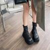 Маленькие универсальные нишевые ботильоны на высокой подошве женские 2025 осень новые ретро красивые на толстой подошве в британском стиле тонкие ботинки