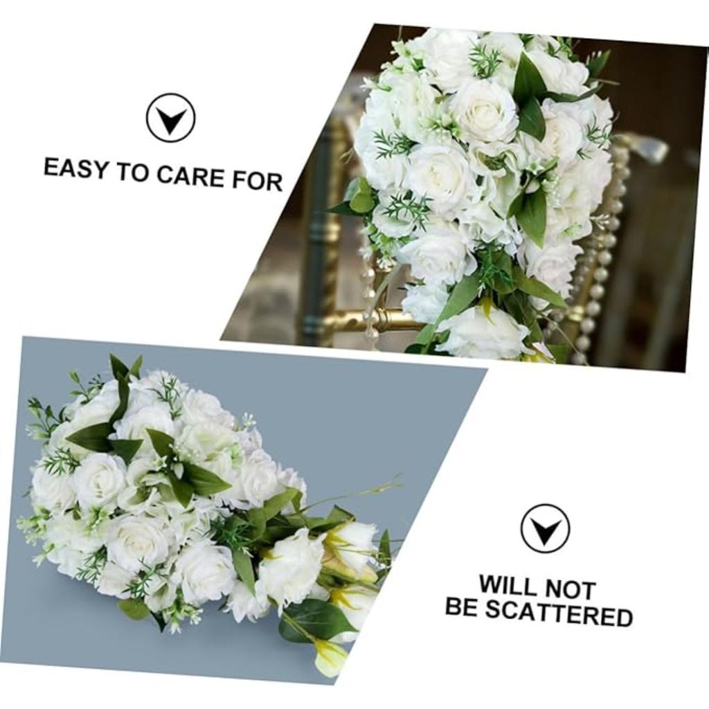 Artificial Flower Holding Flower Wedding Bouquet for Bride Waterfall Design White Simulation Flower Bouquet
