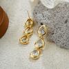Three Layer Chain Chunky Waterdrop Dangle Earrings for Women Sparkling Thick Teardrop Gold Plated Stud Classic Trend Jewelry