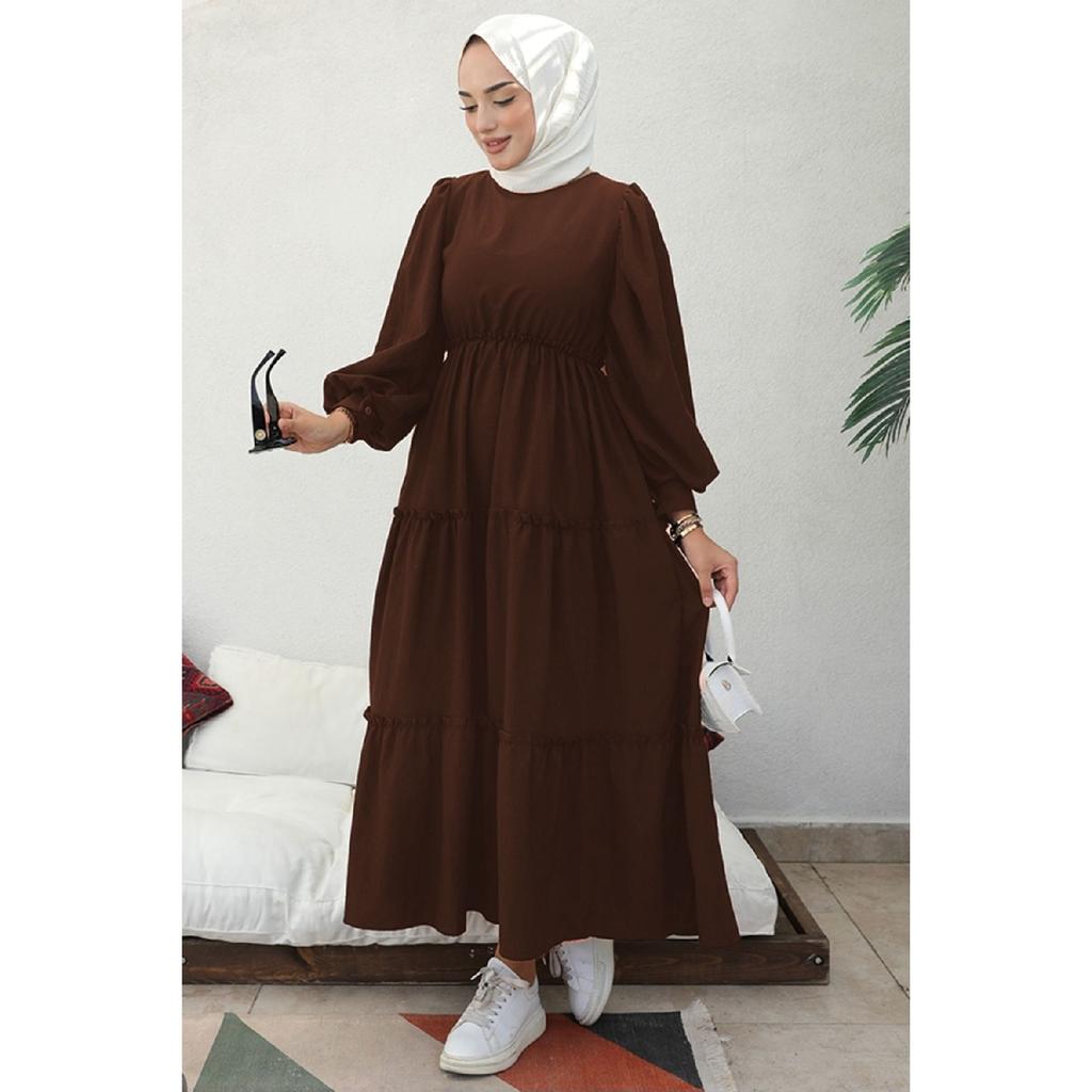 Benay Floor Detail Hijab Dress 1102- Black