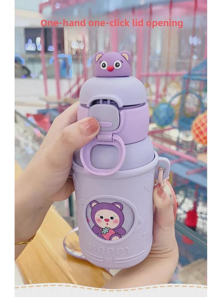 Термос-чашка с трубочкой из пищевой стали марки 316 для детей — идеально подходит для учеников начальной школы, мальчиков и девочек