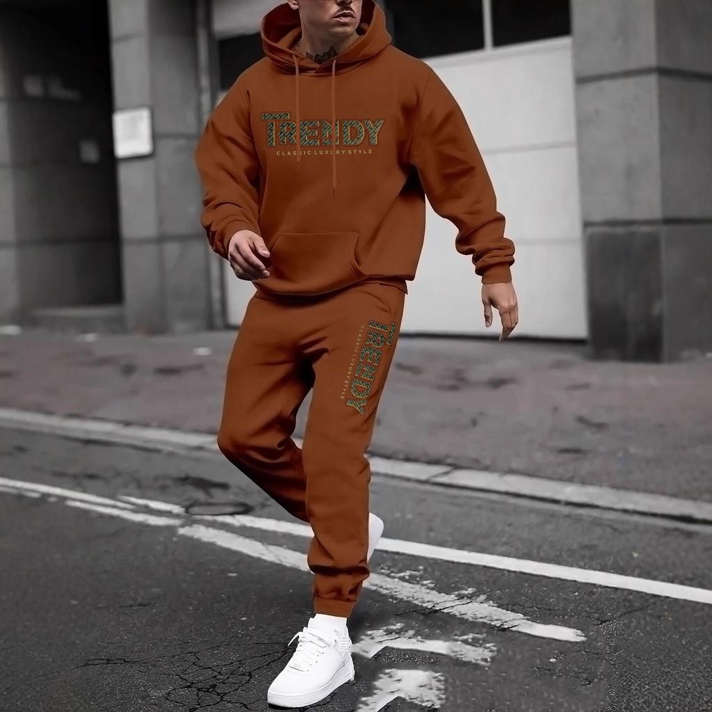 New sweater sweatpants set letter printing casual jacket autumn and winter velvet street tide youth hooded suit