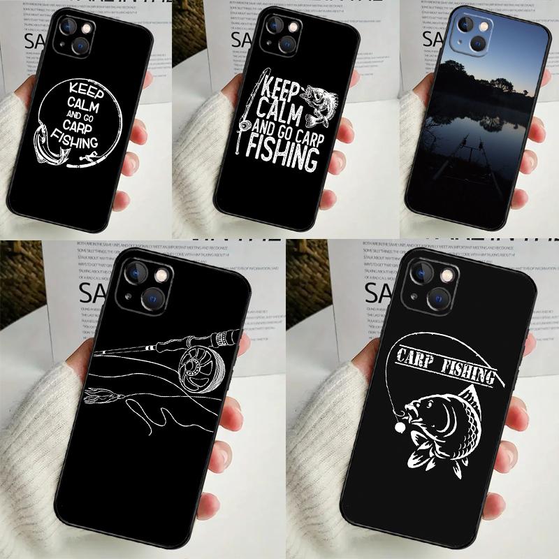 Carp Fish Fishing Rod Phone Case For iPhone 14 13 12 11 16 15 Pro Max Plus Mini 7 8 X XR XS Max Soft Cover