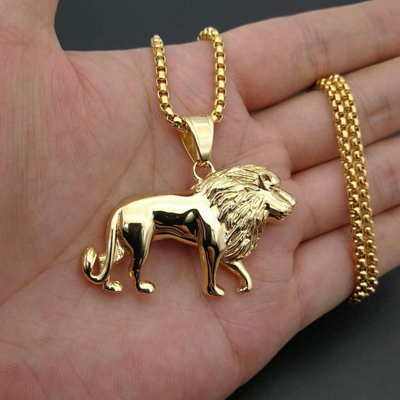 Fashionable Tiger Head Pendant Animal Tiger Necklace Men\\\'s Punk Hip Hop Trendy Casual Jewelry Gift