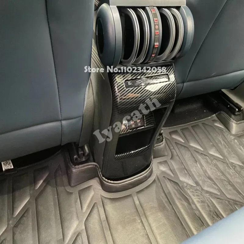 For BYD ATTO 3 YUAN PLUS   ABS carbonfiber black Rear Air Condition Outlet back Anti Kick AC Vents panle Protector Frame