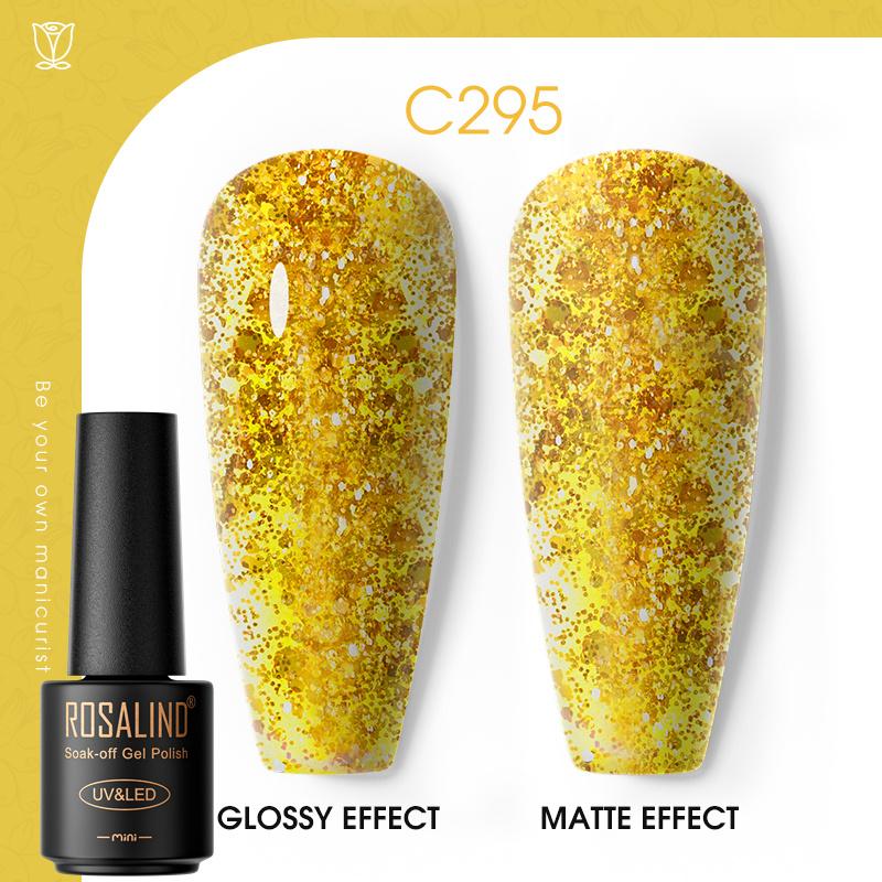 ROSALIND Красочный гель-лак для ногтей, блестящий гибридный лак, полуперманентный лак для ногтей, матовый верхний базовый слой, гель-лак для ногтей