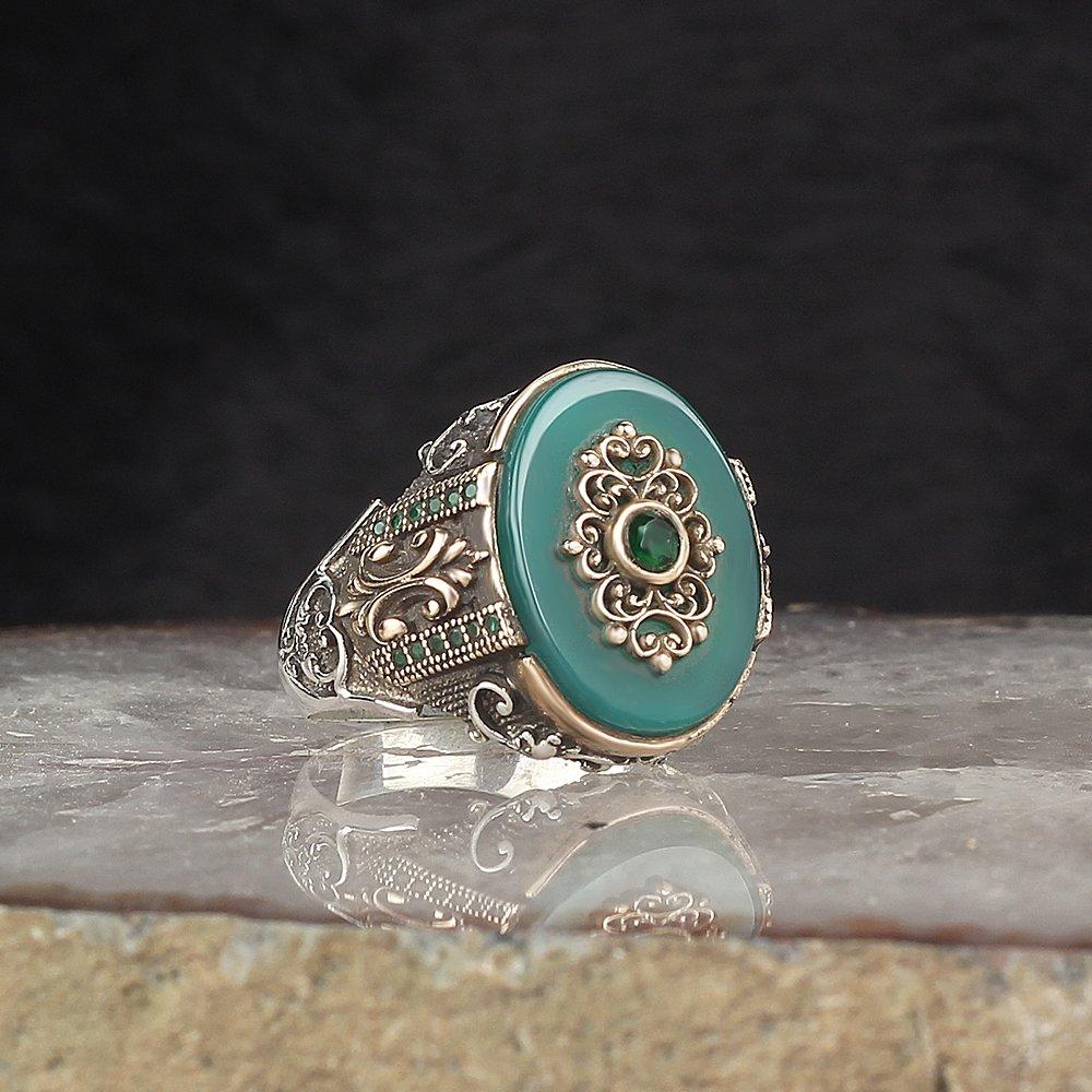 Akik Taşlı 925 Sterling Silver Man Ring