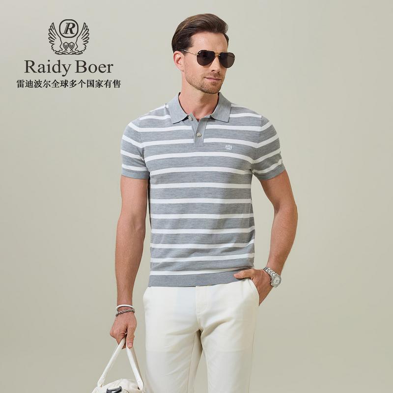 Silk and Linen Cotton Knitted Short-Sleeved T-Shirt Polo Shirt