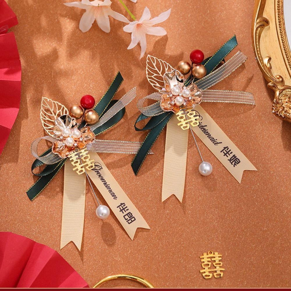 Decorative Parents Bridesmaid Wedding Corsage Chinese Style Corsage Groom Brooch Bride Brooch