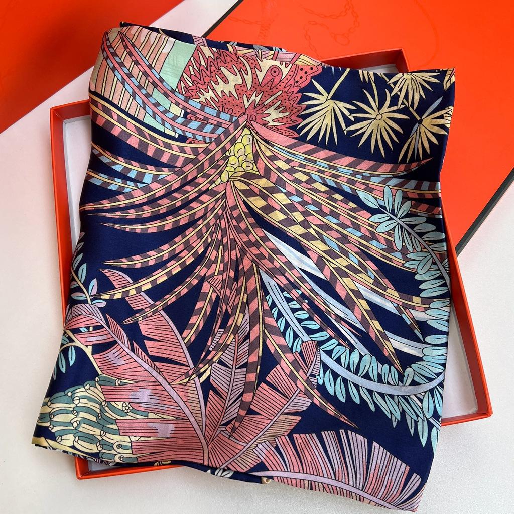 110 Однотонный креп-сатин квадратный шарф Женский осенний легкий роскошный шелковый шарф Высококачественный шарф из 100% шелка тутового шелкопряда