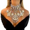 Европейский и американский exaggerated necklace с горным хрусталем, персонализированная роскошная цепочка на ключицы в форме капли воды, женские аксессуары для шеи