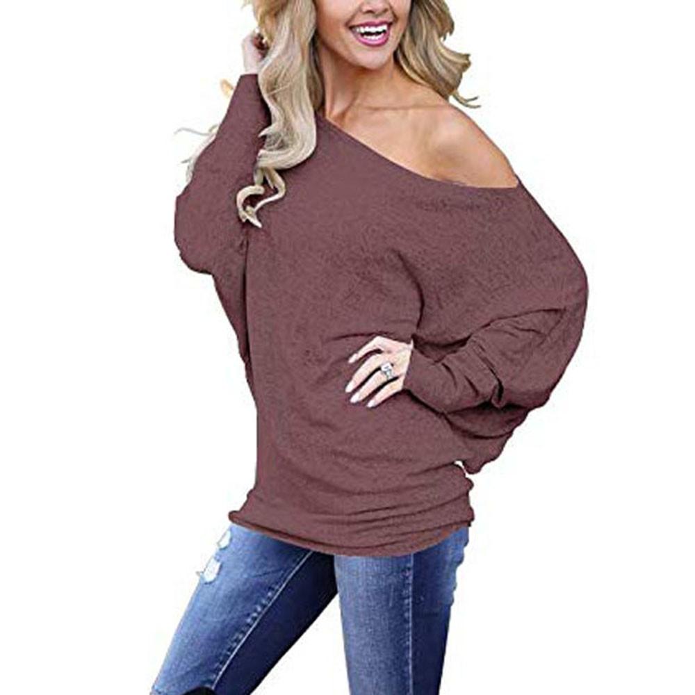 Женский свободный пуловер с открытыми плечами и длинными рукавами, вязаный джемпер, свободная туника, топы