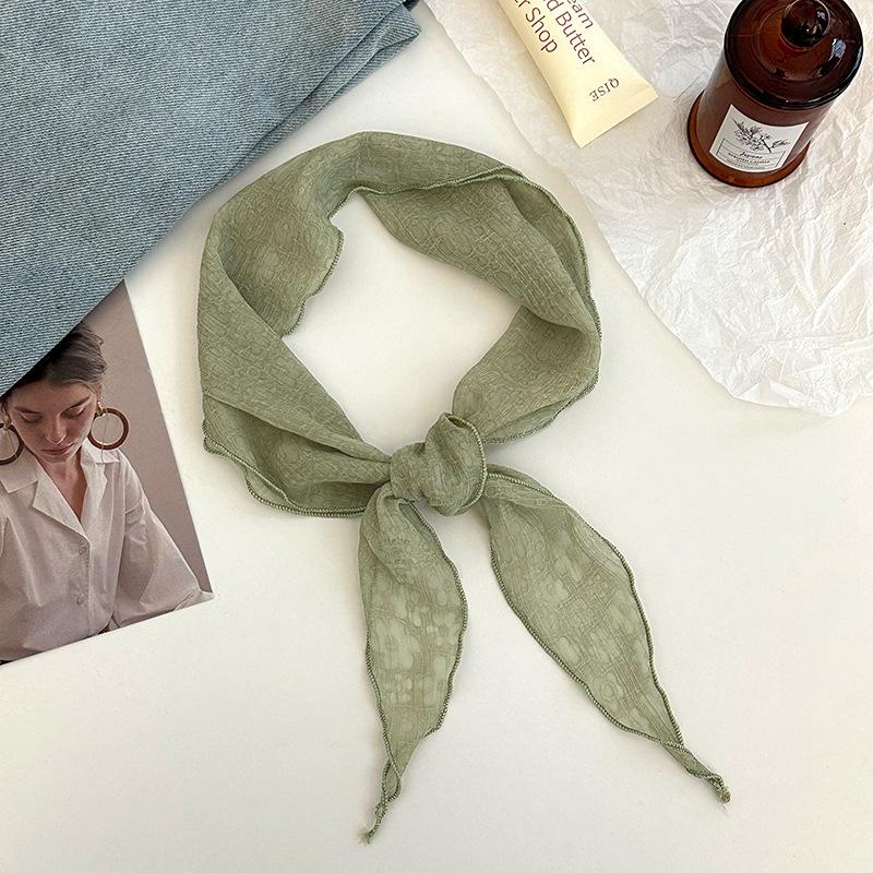 Шелковый шарф новая мода тонкий дышащий маленький шарф шарф темпераментный универсальный шарф для защиты шеи ромбовидный шелковый шарф талия