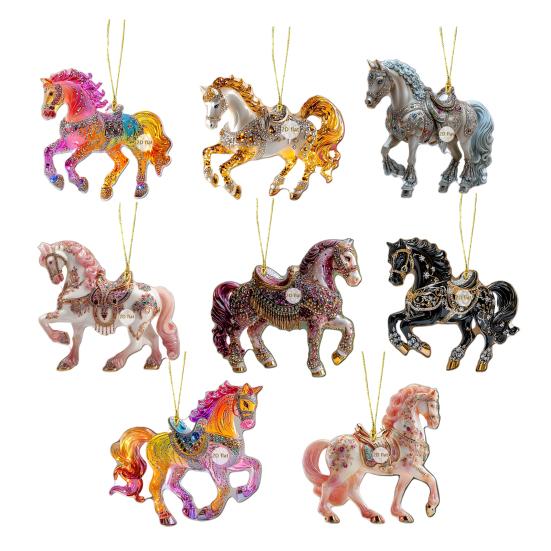 Yousheng Horse Theme Acrylic Ornament 2D Flat Print Hanging Pendant for Horse Lovers Christmas Tree Decor And Equestrian Gift