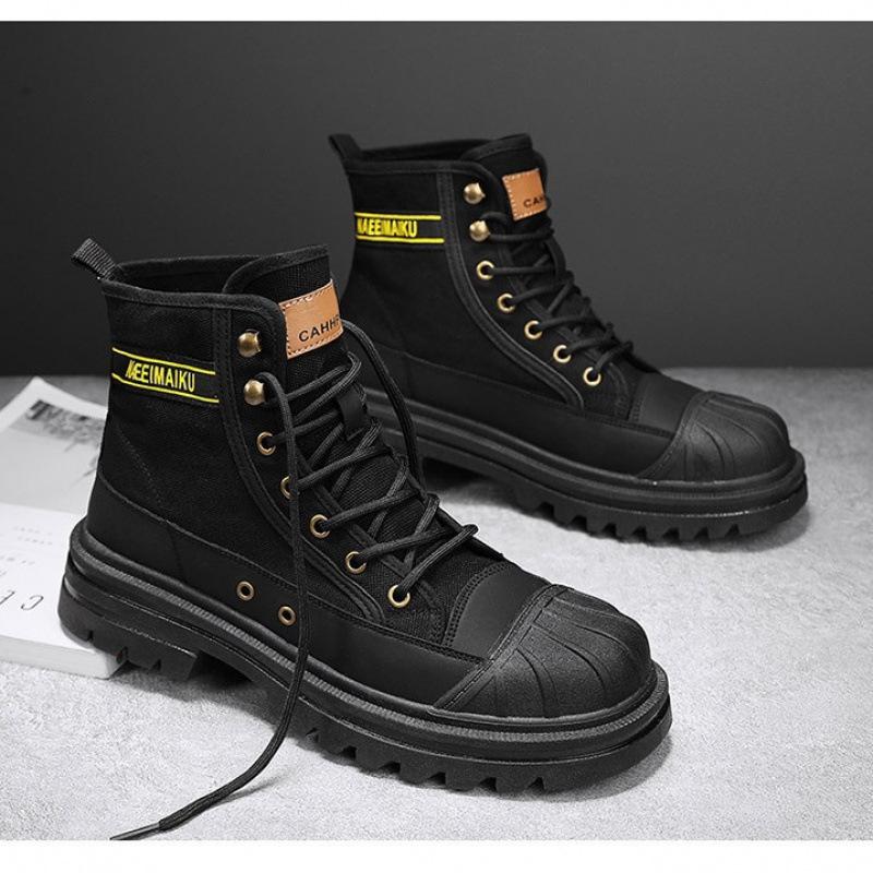 Мужские ботинки мартин на высокой платформе, парусиновые повседневные ботинки с высоким верхом, мужские универсальные ботинки для работы, короткие ботинки-локомотивы